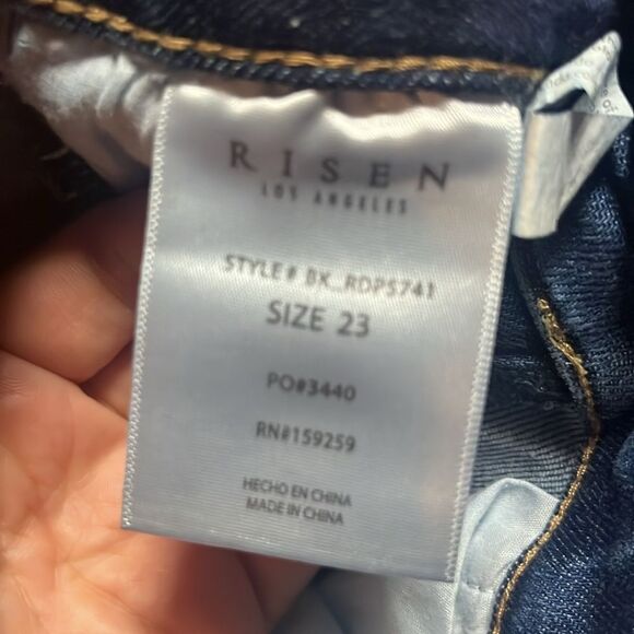 Risen Dark Blue High Rise Wide Leg Cargo Stretch Jean, size 23W/33L - Picture 10 of 11